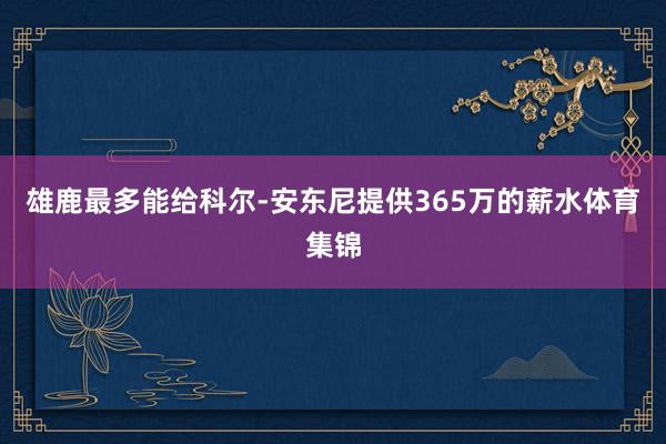 雄鹿最多能给科尔-安东尼提供365万的薪水体育集锦