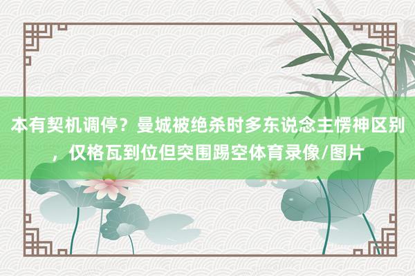 本有契机调停？曼城被绝杀时多东说念主愣神区别，仅格瓦到位但突围踢空体育录像/图片