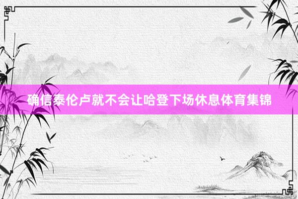 确信泰伦卢就不会让哈登下场休息体育集锦
